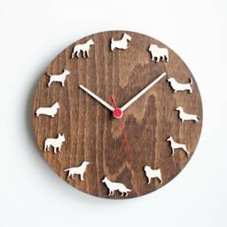 Dog Clock With Different Breeds Set1 - Family Gift Pet Lovers Wall Hanging Wood Vet Clini?? Decor - thumbnail 3