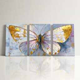 Butterfly Pastel Abstract 3 Panel Split Canvas Painting Home Accessories Animal Art Decor Living Room Wall - thumbnail 3