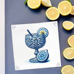 Cocktail, Tile, Delft Blue, Kitchen Bathroom Wall Art, Kitchen, Blue Ceramic, Backsplash, Lemon, Cocktails - thumbnail 3
