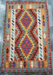 Classic Rug, Handmade Artisan Afghan Turkish Scandinavian Navajo Bohemian Wool Flatweave Multicolour Kilim Rug 151x96 cm - thumbnail 1