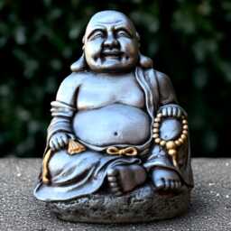 Japanese Buddha Statue Large Sculpture Stone Smiling Figurine Tradition Decoration Zen Garden Ornament Lover Gift - thumbnail 1