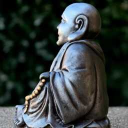 Japanese Buddha Statue Large Sculpture Stone Smiling Figurine Tradition Decoration Zen Garden Ornament Lover Gift - thumbnail 3