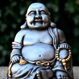 Japanese Buddha Statue Large Sculpture Stone Smiling Figurine Tradition Decoration Zen Garden Ornament Lover Gift - thumbnail 2