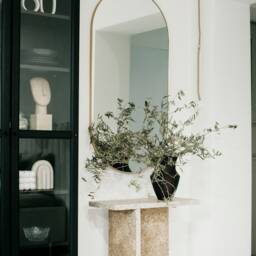 Jazzal L Stone Table/Brown Tones, Minimalist Natural Travertine Bedside/Sofa-Side/Livingroom/Coffee - thumbnail 2