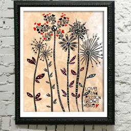 Love Print, House Warming Love Grows Here, Beige Flowers, Art For New Home Buyer, Print About Love, Flowers With Hearts - thumbnail 3