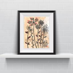 Love Print, House Warming Love Grows Here, Beige Flowers, Art For New Home Buyer, Print About Love, Flowers With Hearts - thumbnail 1