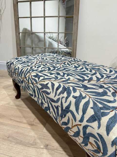 Luxury Will Blue Non Storage Ottoman, Willow Tapestry Foostool, Chesterfield Footrest in Plush Velvet - image 1