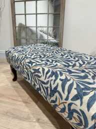 Luxury Will Blue Non Storage Ottoman, Willow Tapestry Foostool, Chesterfield Footrest in Plush Velvet - thumbnail 1