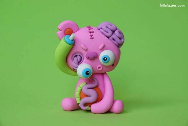 Zombie Bear Polymer Clay Sculpture Handmade Miniature Monster - image 1