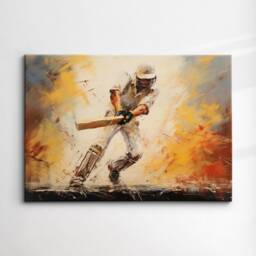 Cricket Player Abstract Oil Painting Sports Wall Art, Framed Canvas Poster Print, Home Kitchen Office Room Decor, Gifts - thumbnail 3