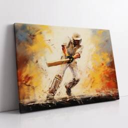Cricket Player Abstract Oil Painting Sports Wall Art, Framed Canvas Poster Print, Home Kitchen Office Room Decor, Gifts - thumbnail 2