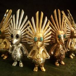 "Anime Brass Sculpture, Gold, Altarpiece Deity, ""Ketzal" - thumbnail 4
