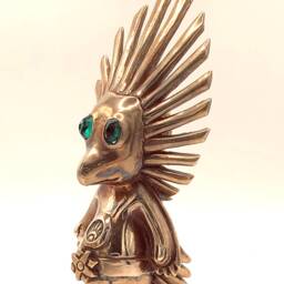 "Anime Brass Sculpture, Gold, Altarpiece Deity, ""Ketzal" - thumbnail 2