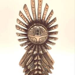 "Anime Brass Sculpture, Gold, Altarpiece Deity, ""Ketzal" - thumbnail 3