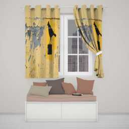 Black Crow Perched On Yellow Utility Box Street Art Elegant Design For Home Decor Readymade Eyelet Ring Top Thermal 100% Blackout Curtains - thumbnail 2