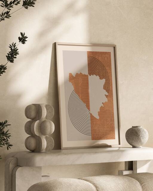 Bosnia & Herzegovina Map Wall Art Print - Boho Mid Century - image 1