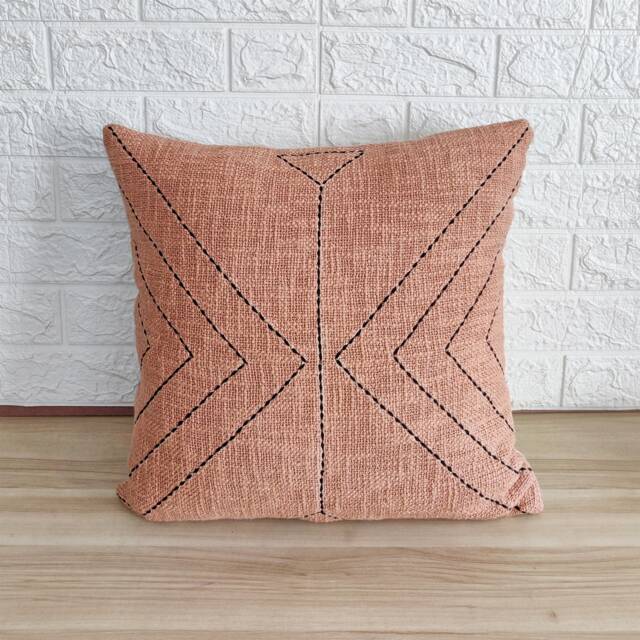 Hand Machine Stitches Cushion Cover 18x18 - 20x20 Inches 100% Cotton Blush Pink Handmade Decorative Indian Boho Textured Throw Pillow - image 1