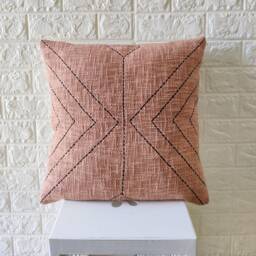 Hand Machine Stitches Cushion Cover 18x18 - 20x20 Inches 100% Cotton Blush Pink Handmade Decorative Indian Boho Textured Throw Pillow - thumbnail 3