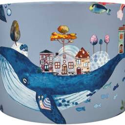Whale Lampshade For Ceiling & Table Lamps, Kids Ocean Nautical Drum Light Shade - thumbnail 2