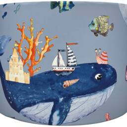 Whale Lampshade For Ceiling & Table Lamps, Kids Ocean Nautical Drum Light Shade - thumbnail 3