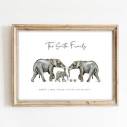 Personalised Elephant Family Print - Our Wall Decor, Nursery Safari Animals Custom Family Print New - thumbnail 3