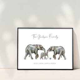 Personalised Elephant Family Print - Our Wall Decor, Nursery Safari Animals Custom Family Print New - thumbnail 2