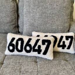 Zip Code Decorative Pillow Small Handmade Punch Needle Custom - thumbnail 2