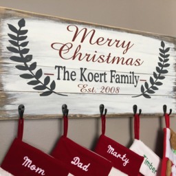 Personalized Christmas Stocking Holder Rustic Hand-Painted Wood Sign - thumbnail 4