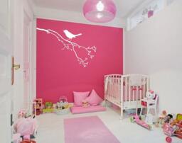 Large Wall Tree Branch Nursery Decal With Bird On 1113 - 4 Feet Wide - thumbnail 1