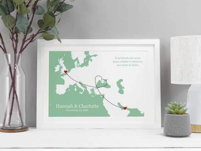 Moving Away Gift For Friend - Personalised Farewell Map Print Long Distance Friendship Present Leaving Poster Va115 - image 1