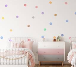 Water Colour Pastel Polka Dot Wall Stickers Decals - Kids Rooms Nursery Playroom Removable Peel & Stick - thumbnail 1
