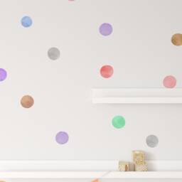 Water Colour Pastel Polka Dot Wall Stickers Decals - Kids Rooms Nursery Playroom Removable Peel & Stick - thumbnail 2