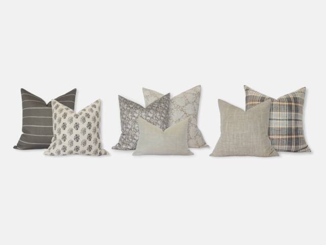 Sectional Throw Pillow Set , Combination For Couch Neutral Combo Cream & Brown Pillows -- Gael - image 1