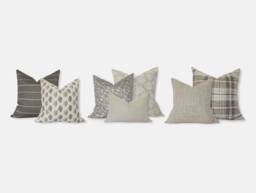 Sectional Throw Pillow Set , Combination For Couch Neutral Combo Cream & Brown Pillows -- Gael - thumbnail 1