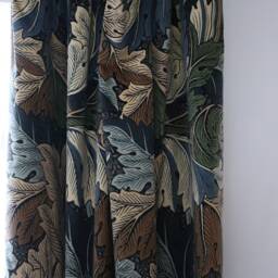 William Morris & Co Acanthus Velvet Portiere Door Curtain Slate Blue Thyme - thumbnail 3