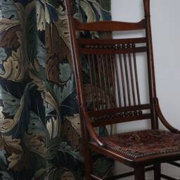 William Morris & Co Acanthus Velvet Portiere Door Curtain Slate Blue Thyme - thumbnail 2