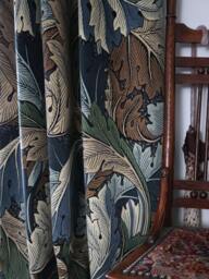 William Morris & Co Acanthus Velvet Portiere Door Curtain Slate Blue Thyme - thumbnail 1