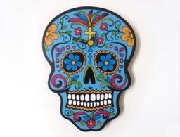 Blue Sugar Skull - Day Of The Dead -Dia De Los Muertos Calavera Wall Clock