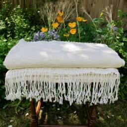 Luxury Bath Towel Hand Woven in Morocco With Berber Wool & Egyptian Cotton - Cream 180 X 95cm Bathroom, Interior