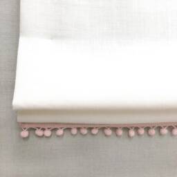White Linen Flat Roman Shade With Pink Pom - Cl1010 - thumbnail 2