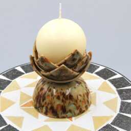 Handmade Crystalline Glaze Candle Holders Brown, Bluish-Green Set - thumbnail 4