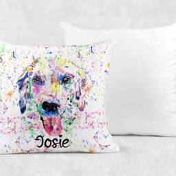 Personalised Watercolour Rainbow Retriever Dog Cushion, Cuddle Pillow, Birthday Gift - thumbnail 2