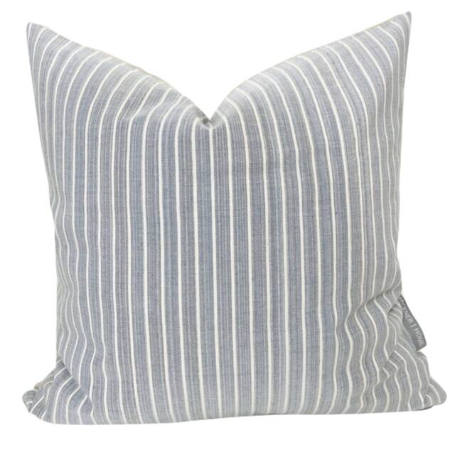 Gray Stripe Vertical Pillow Cover, Striped Blue Decorative Hackner Home - image 1