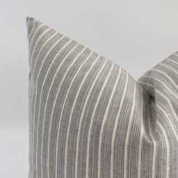 Gray Stripe Vertical Pillow Cover, Striped Blue Decorative Hackner Home - thumbnail 3