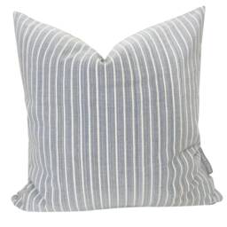 Gray Stripe Vertical Pillow Cover, Striped Blue Decorative Hackner Home - thumbnail 1