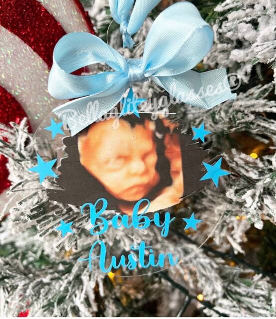 Personalized Baby Scan Photo Christmas Bauble Custom Ornament - image 1
