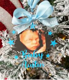 Personalized Baby Scan Photo Christmas Bauble Custom Ornament - thumbnail 1