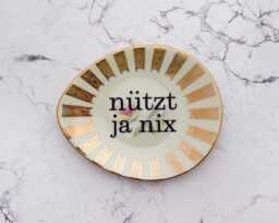 Wall Plate N??tzt Ja Nix Typo 11 cm Vintage Deko Deko Flowers Gold Edg Wall Hanging - thumbnail 1