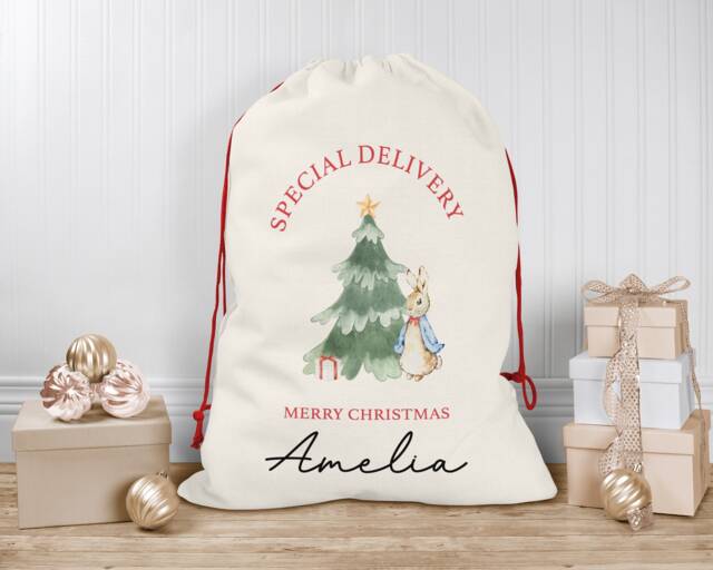 Personalised Christmas Sack - Custom Stocking - Rabbit For Kids, Children's Santa Sack, Sacks - image 1