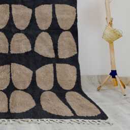 Black & Cream Abstract Rug - Modern Shaggy Area Contemporary Wave Design - thumbnail 3